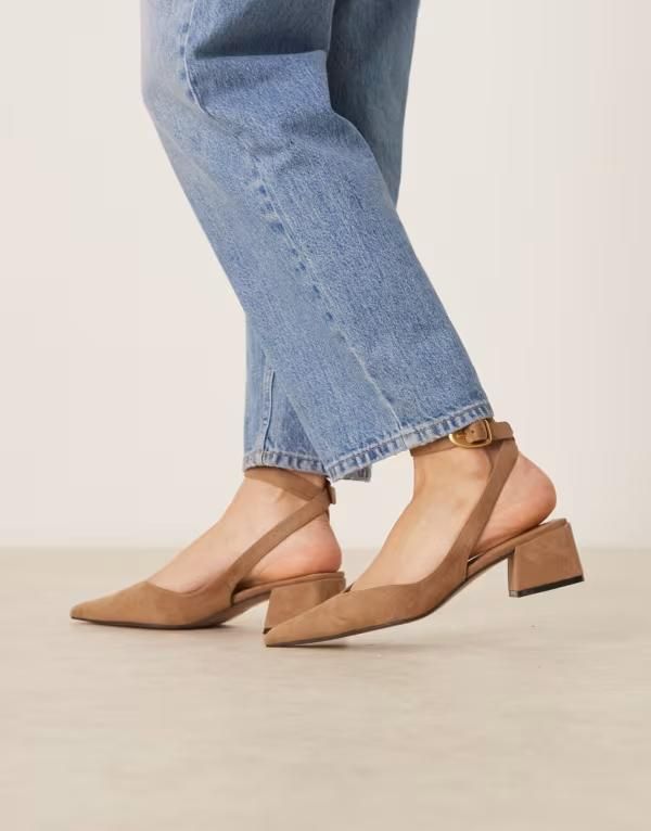 エイソス レディース シューズ ヒール スエード ASOS DESIGN Wide Fit Sienna mid block heel shoes in taupe suedette Taupe トープ