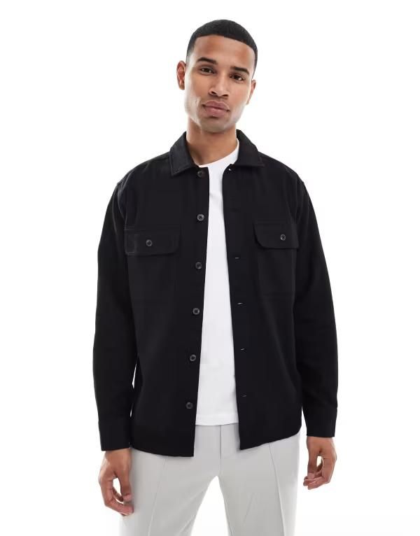 ジャック アンド ジョーンズ メンズ トップス シャツ Jack Jones brushed overshirt Black ブラック 11,455円