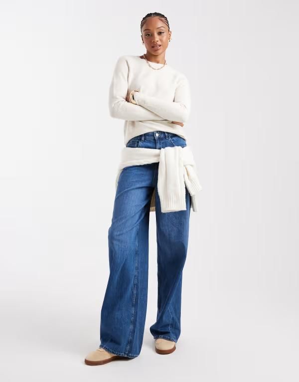 ベロモーダ レディース アウター ニット・セーター セーター ニット Vero Moda Tall round neck knit sweater in cream Birch melange クリーム