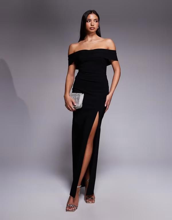 ベスパー レディース トップス ワンピース マキシワンピース マキシ Vesper bengaline cross front off the shoulder maxi dress Black ブラック