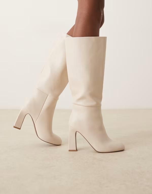 エイソス レディース シューズ ブーツ・レインブーツ ヒール ASOS DESIGN Carly block heel pullon knee boots in offwhite Offwhite オフホワイト 19,330円