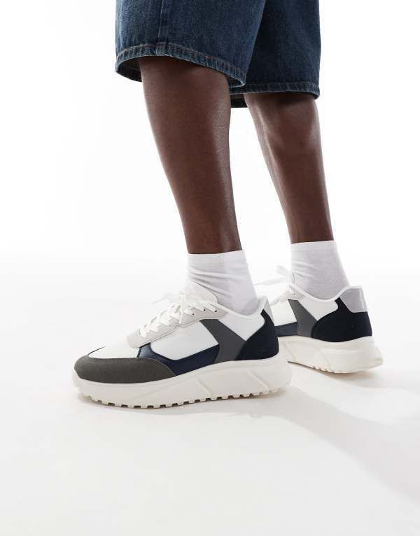 ジャック アンド ジョーンズ メンズ シューズ スニーカー Jack Jones running sneakersgraynavy White ホワイト