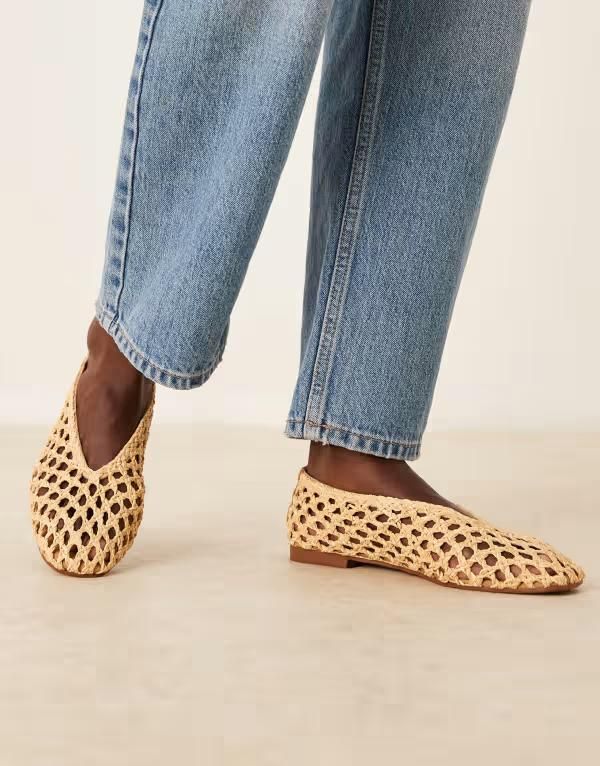 エイソス レディース シューズ パンプス ASOS DESIGN Wide Fit Linus clean ballet flats inatural weave NATURAL WEAVE