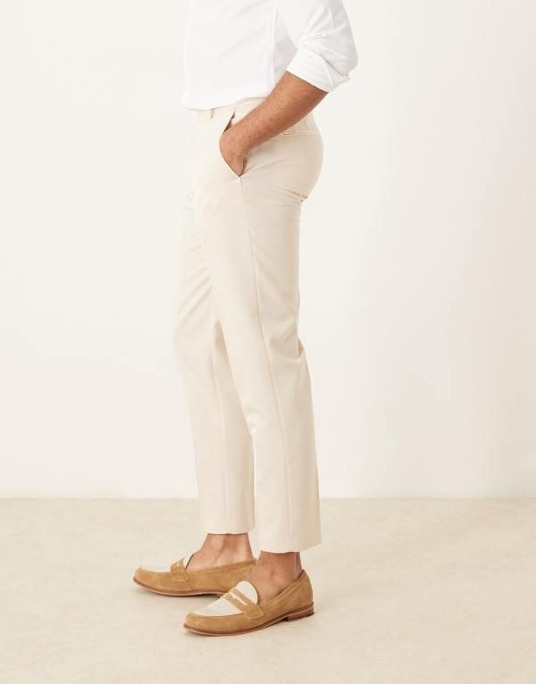 エイソス メンズ ボトムス カジュアルパンツ テーパードフィット パンツ ASOS DESIGN smart tapered fit pants in stone STONE ストーン