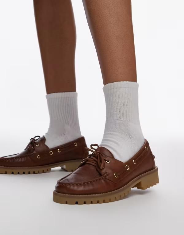 ブロンクス レディース シューズ デッキシューズ ヴィンテージ レザー Bronx Sienna boat shoes in coffee bean vintage leather Coffee bean コーヒー
