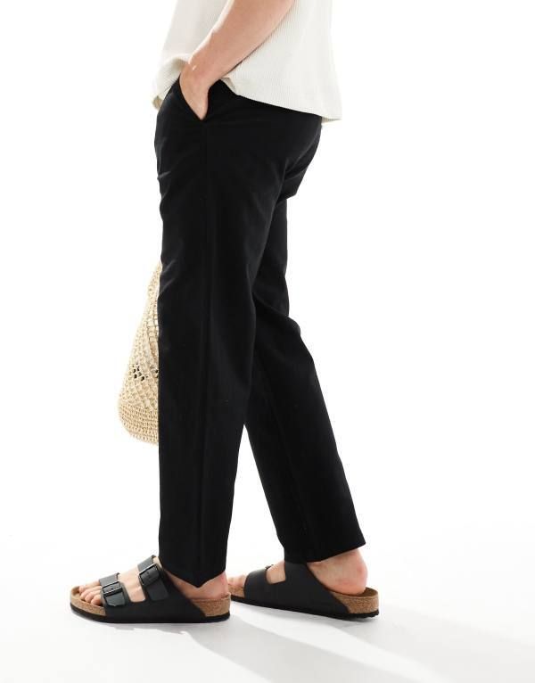 オンリーアンドサンズ メンズ ボトムス カジュアルパンツ パンツ リネン ONLY SONS linen mix loose fit pants Black ブラック 14,541円