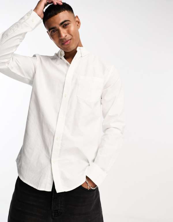 オンリーアンドサンズ メンズ トップス シャツ スリムフィット ボタンダウン オックスフォード ダウン Only Sons slim fit button down oxford shirt White ホワイト