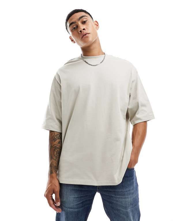 オンリーアンドサンズ メンズ トップス Tシャツ Only Sons super oversize tshirt Silver Lining シルバー
