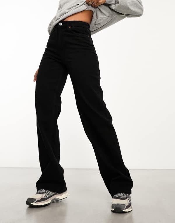 ヴェロモーダ レディース ボトムス デニムパンツ ワイドレッグ Vero Moda Tessa wide leg jean Black ブラック