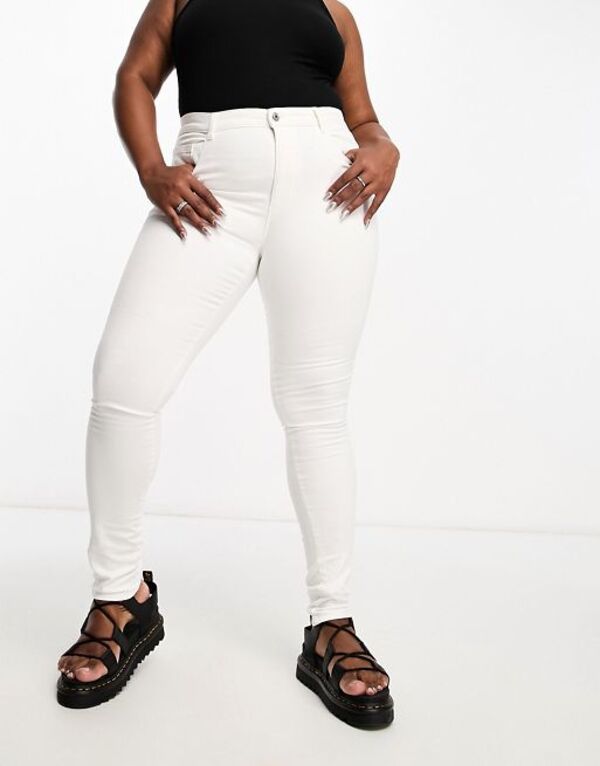 オンリーカーブ レディース ボトムス デニムパンツ ジーンズ Only Curve Augusta skinny jeans WHITE ホワイト