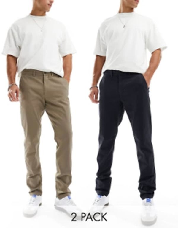ジャック アンド ジョーンズ メンズ ボトムス カジュアルパンツ Jack Jones Intelligence 2 pack chinos BeigeNavy ネイビー