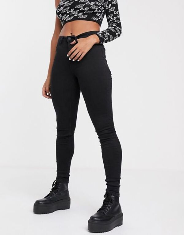 ノイジーメイ レディース ボトムス デニムパンツ ハイウエスト ジーンズ Noisy May Callie high waist skinny jeans Black ブラック