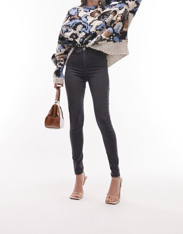 トップショップ レディース ボトムス デニムパンツ ジーンズ Topshop Joni jeans in washed Washed Black ブラック