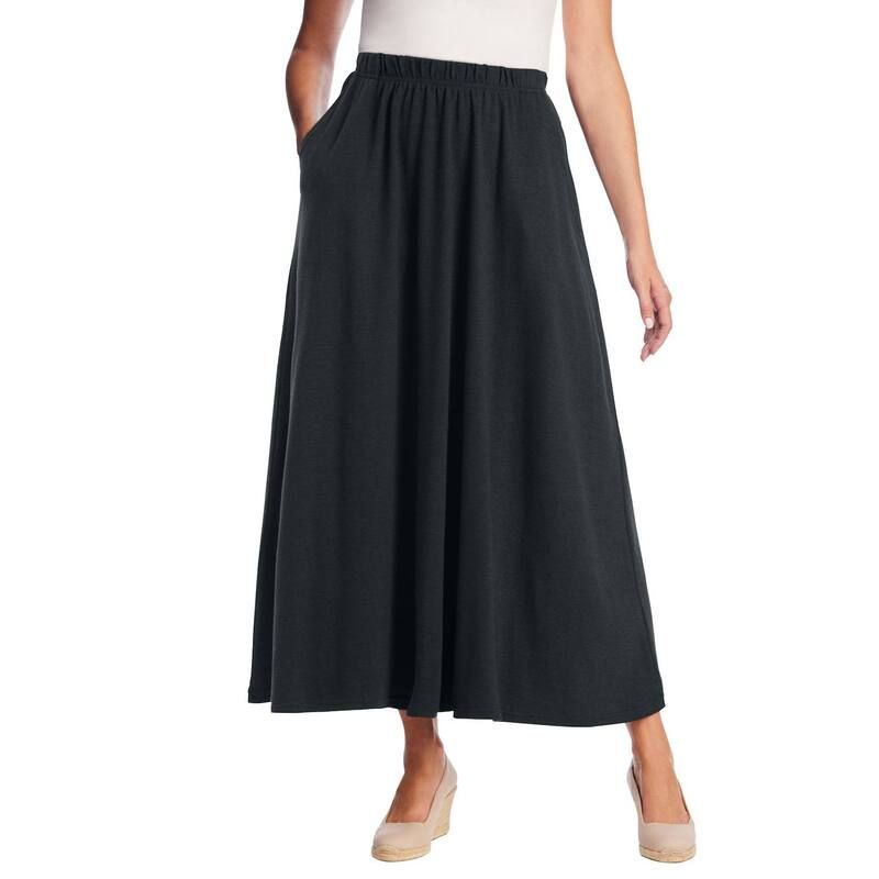 ウーマン ウィズイン レディース ボトムスカート プラスサイズ マキシ Woman Within Plusize 7Day Maxi Skirt Heather Charcoal チャコール