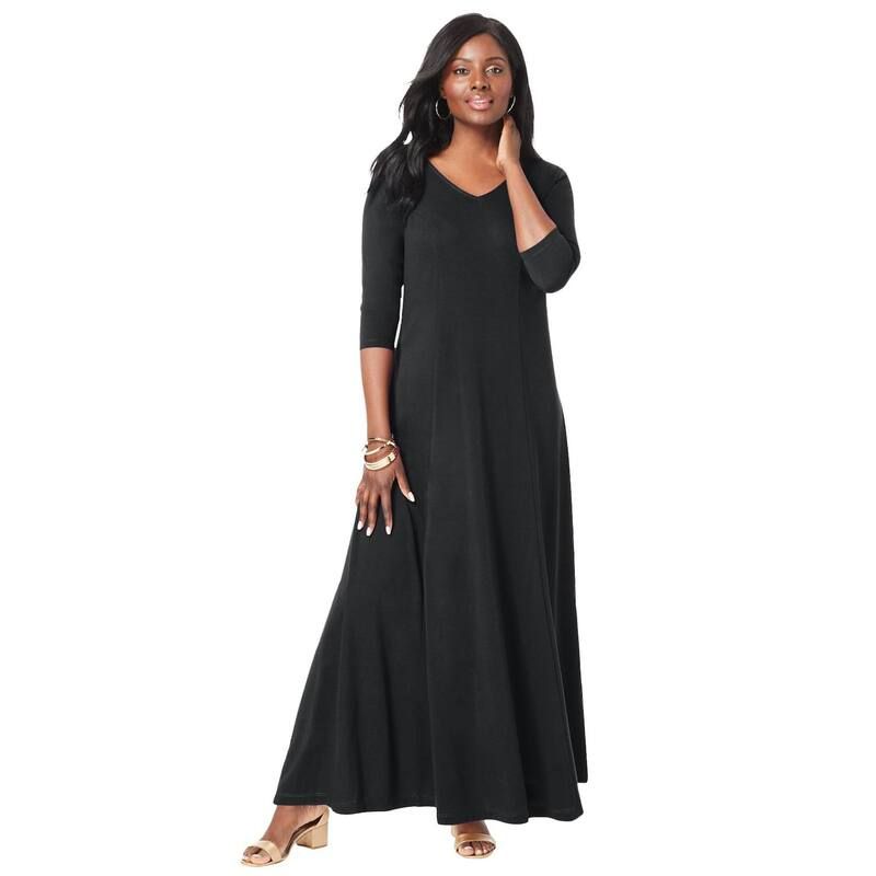 ジェシカロンドン レディース トップス ワンピース プラスサイズ マキシ Jessica London Womens Plusize DoubleV Maxi Dress Black ブラック