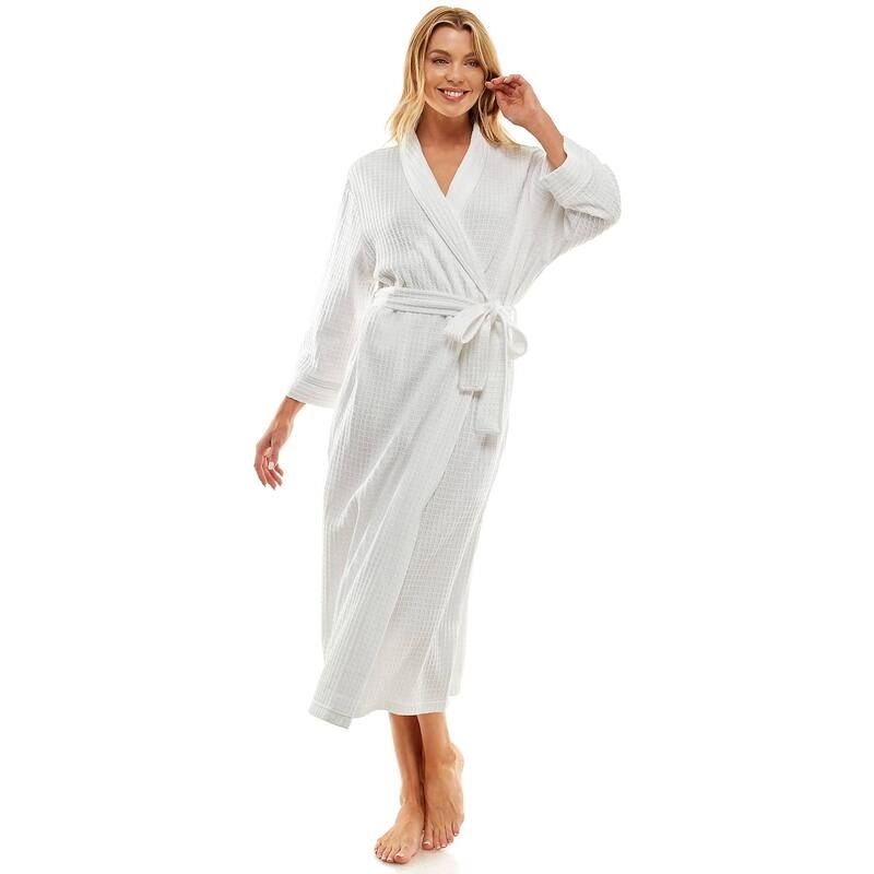 クロフト&バロー レディース アンダーウェア ナイトウェア ニット Womens Croft BarrowaffleKnit Kimono Robe White Solid ホワイト