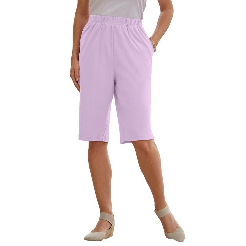ロアマンズ レディース ボトムス ハーフパンツ・ショーツ プラスサイズ ニット Roamans Womens Plusize Soft Knit PullOn Bermuda Short Pale Lavender ラベンダー
