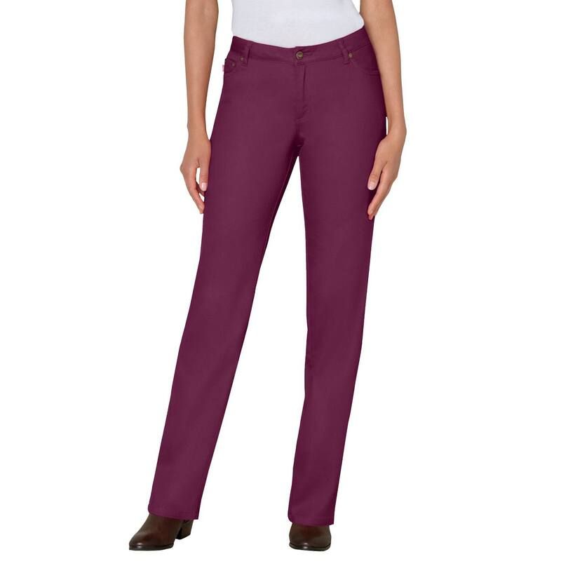 ウーマン ウィズイン レディース ボトムス デニムパンツ プラスサイズ ジーンズ Woman Within Plusize StraightLeg Stretch Denim FivePocket Jeans Deep Claret デニム