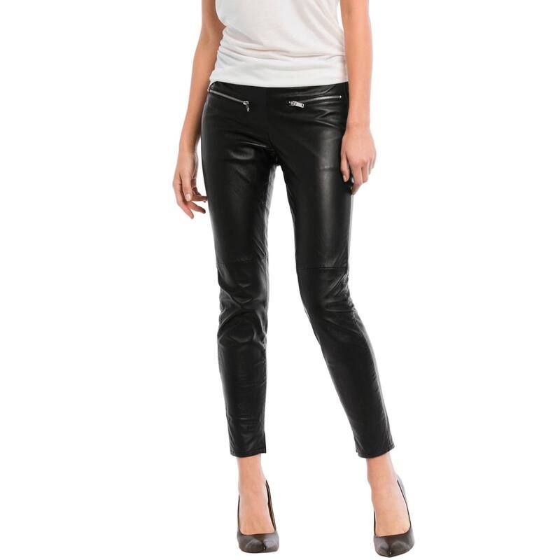 Ellos レディース ボトムス カジュアルパンツ プラスサイズ レザー ellos Plusize Skinny Leather Pants Black ブラック