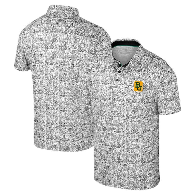 コロシアム メンズ トップス Tシャツ ポロシャツ プリント Mens Colosseum Black Baylor Bears Its Time Allover Print Polo Bay Black ブラック