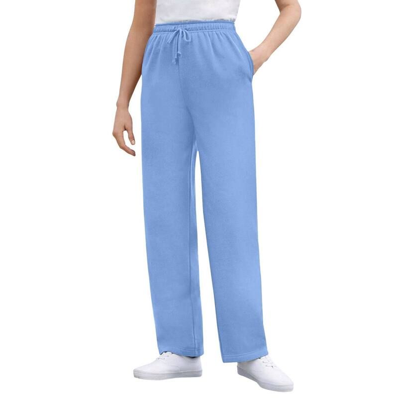 ウーマン ウィズイン レディース ボトムス カジュアルパンツ プラスサイズ スウェットパンツ フリース Woman Within Plusize BetterFleece PullOn Drawstring Sweatpants French Blue ブルー