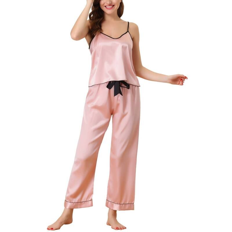 cheibear レディース アンダーウェア ナイトウェア シルク cheibear Womensummer Suspendersoft Ice Silk Pajamas Home Clothes Three Piece Set Pink ピンク 7,485円