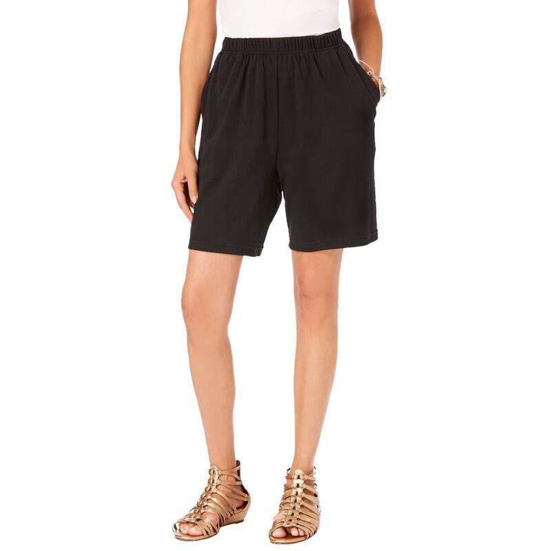 ロアマンズ レディース ボトムス ハーフパンツ・ショーツ プラスサイズ プチ ニット Roamans Womens Plusize Petite Plusize Soft Knit PullOn Short Black ブラック