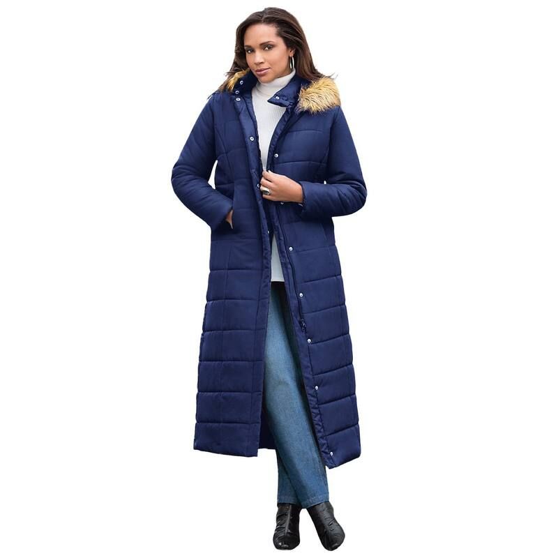 ロアマンズ レディース アウター ジャケット・ブルゾン プラスサイズ コート マキシ Roamans Womens Plusize Maxi Length Puffer Coat Evening Blue ブルー