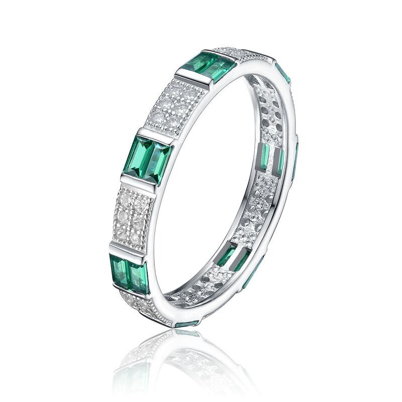 アンブランデッド レディース アクセサリー リング Unbranded Sterling Silver Colored Baguette ClearoundCut Cubic Zirconia Eternity Stacking Ring Sterlingre