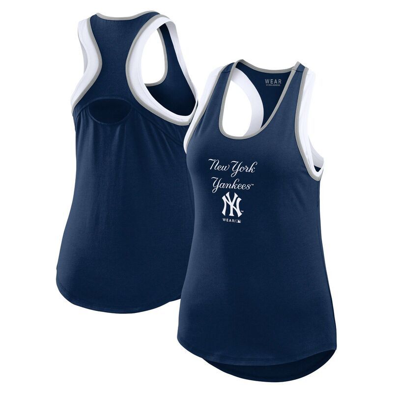 ウェア バイ エリン アンドルーズ レディース トップス Tシャツ カラーブロック Womens WEAR by Erin Andrews Navy New York Yankees Colorblock Racerback Tank Top Ynk Navy