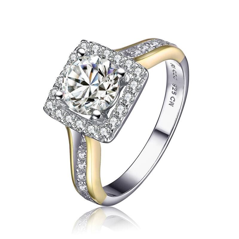 アンブランデッド レディース アクセサリー リング Unbranded Sterling Silver TwoTone Clear Cubic Zirconia Halo Ringold Tone ゴールド 13,110円