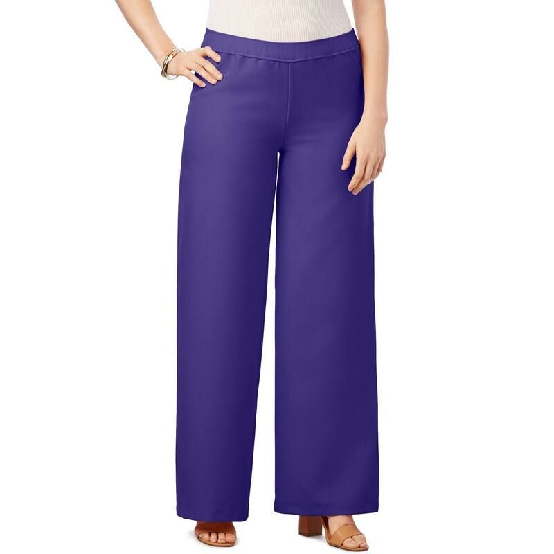 ロアマンズ レディース ボトムス カジュアルパンツ ワイドレッグ プラスサイズ Roamans Womens Plusize Wide Leg Bend Over Pant Grape グレープ