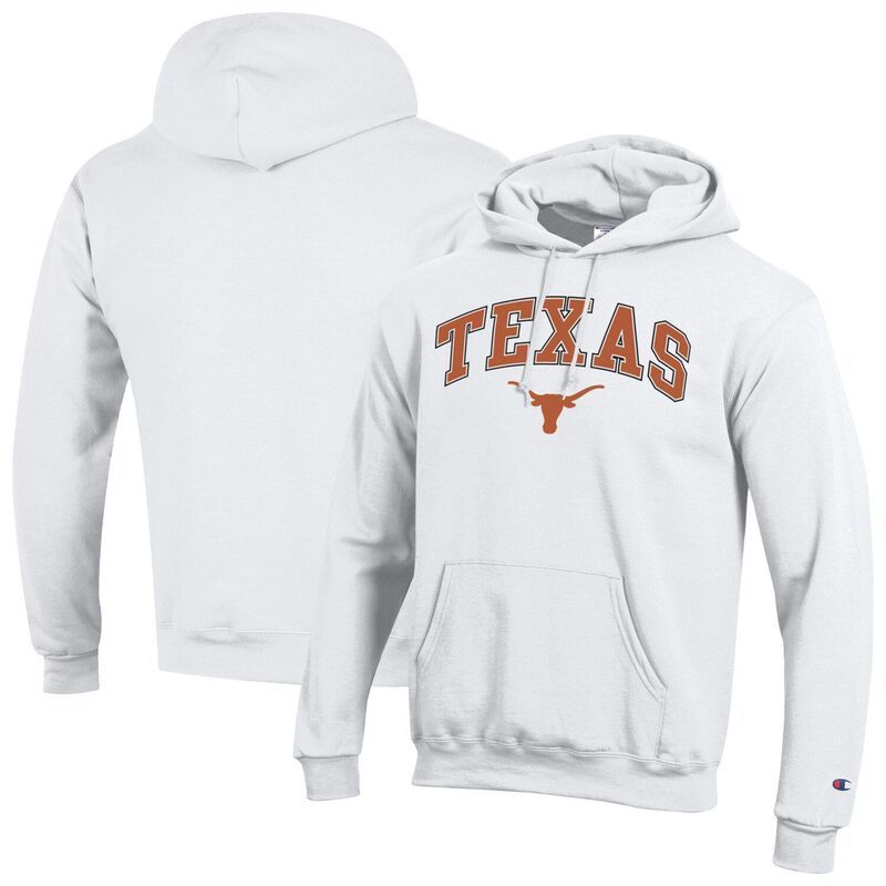 チャンピオン メンズ アウター パーカー・スウェット ロゴ Mens Champion Whitexas Longhorns Arch Over Logo Pullover Hoodie Tex White ホワイト
