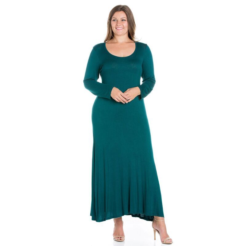 24 セブンコンフォート レディース トップス ワンピース プラスサイズ マキシ Plusize 24seven Comfort Apparelong Sleeve Maxi Dress Green グリーン