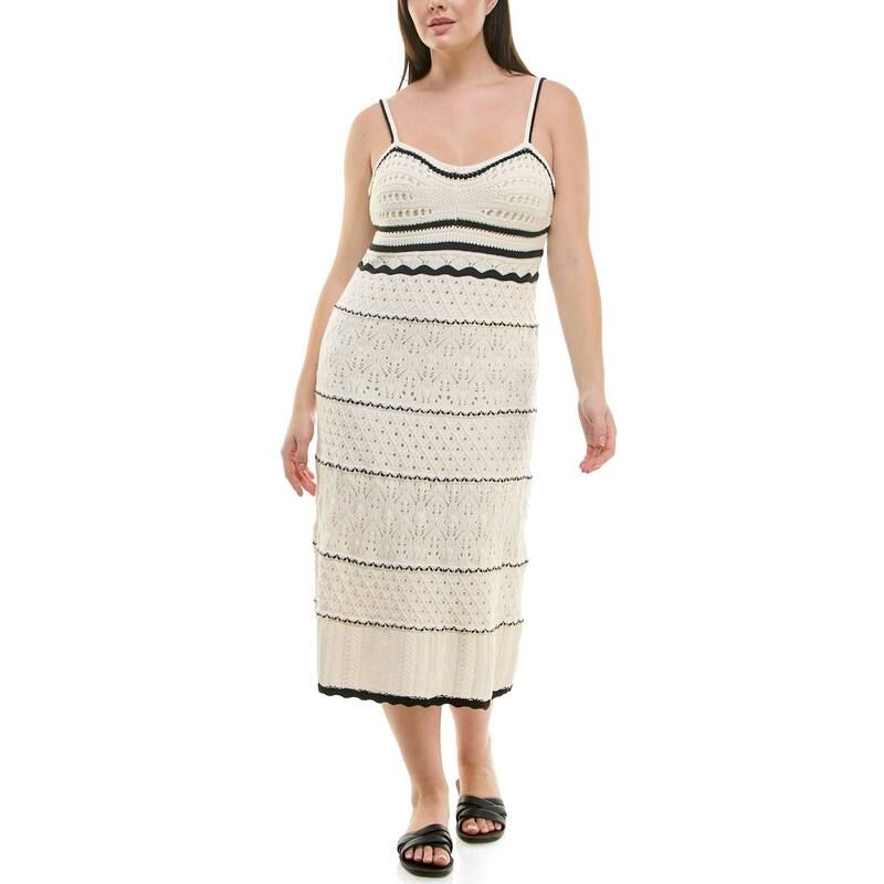 ニコルミラー レディース トップス ワンピース Womens Nicole Miller Crochet Skinny Strap Dress Ivory Black アイボリー