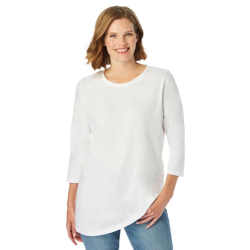 ウーマン ウィズイン レディース トップス Tシャツ クルーネック プラスサイズ Woman Within Plusize PerfecthreeQuarter Sleeve Crewneck Tee White ホワイト 7,186円