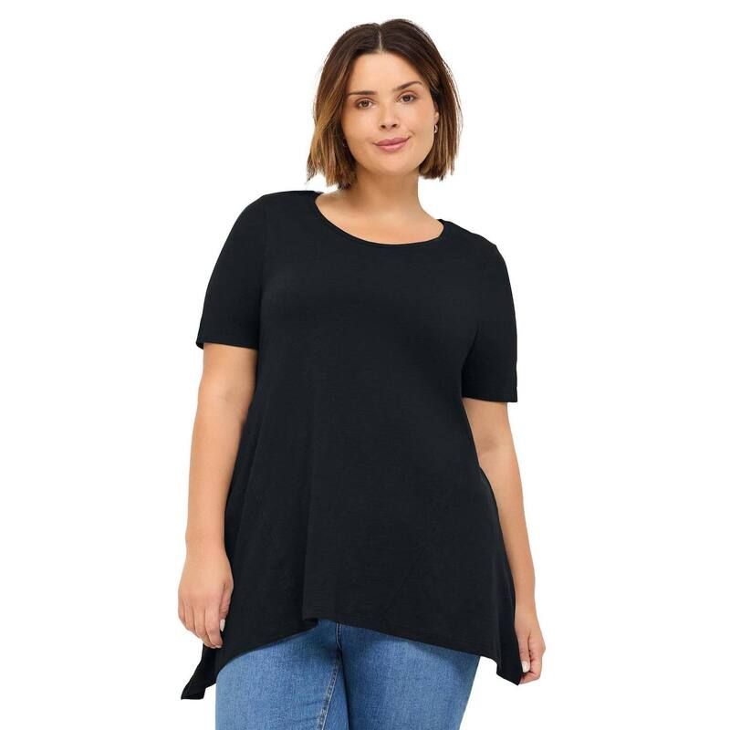 Ellos レディース トップス Tシャツ プラスサイズ ellos Plusize Side Point Hem Scoop Neck Tunic Black ブラック
