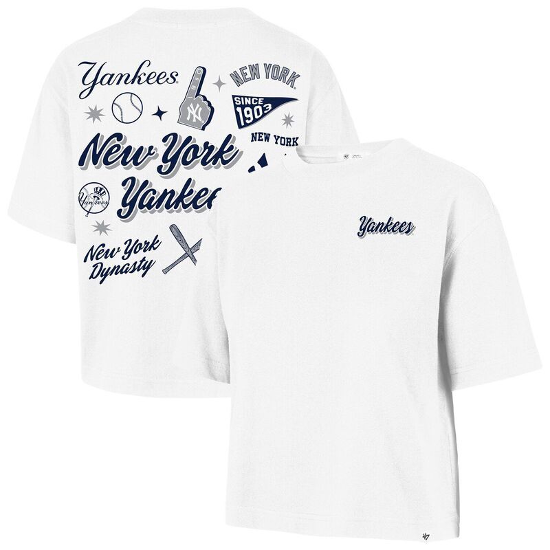 フォーティセブンブランド レディース トップス Tシャツ 47 Brand Womens 47 White New York Yankees Collage Script Reed City TShirt Ynk White ホワイト