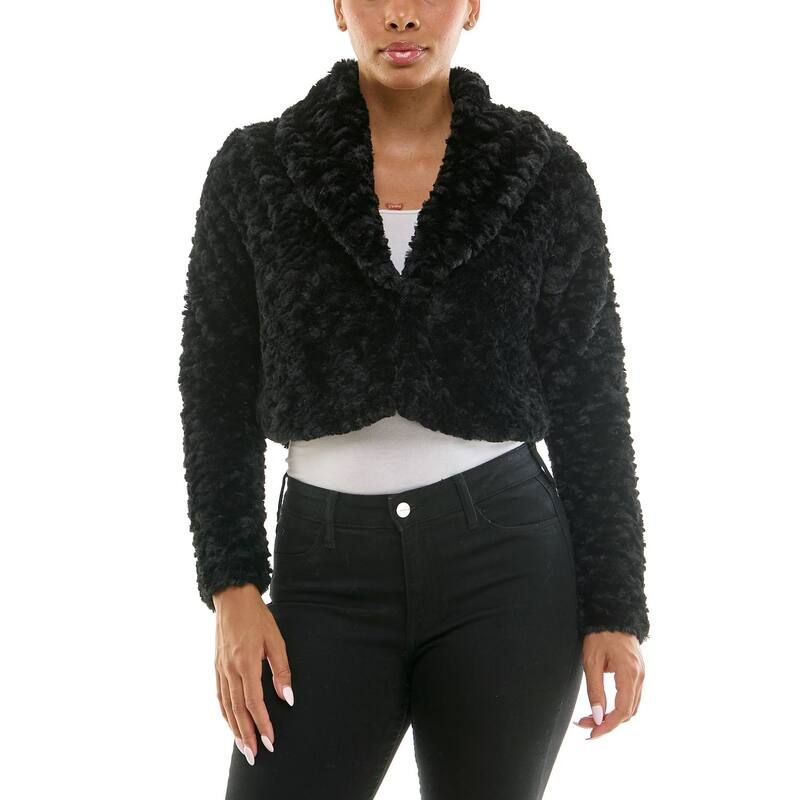 ニナレオナルド レディース アウター ニット・セーター Womens Nina Leonard Faux Fur Classic Bolero Sweater Black ブラック