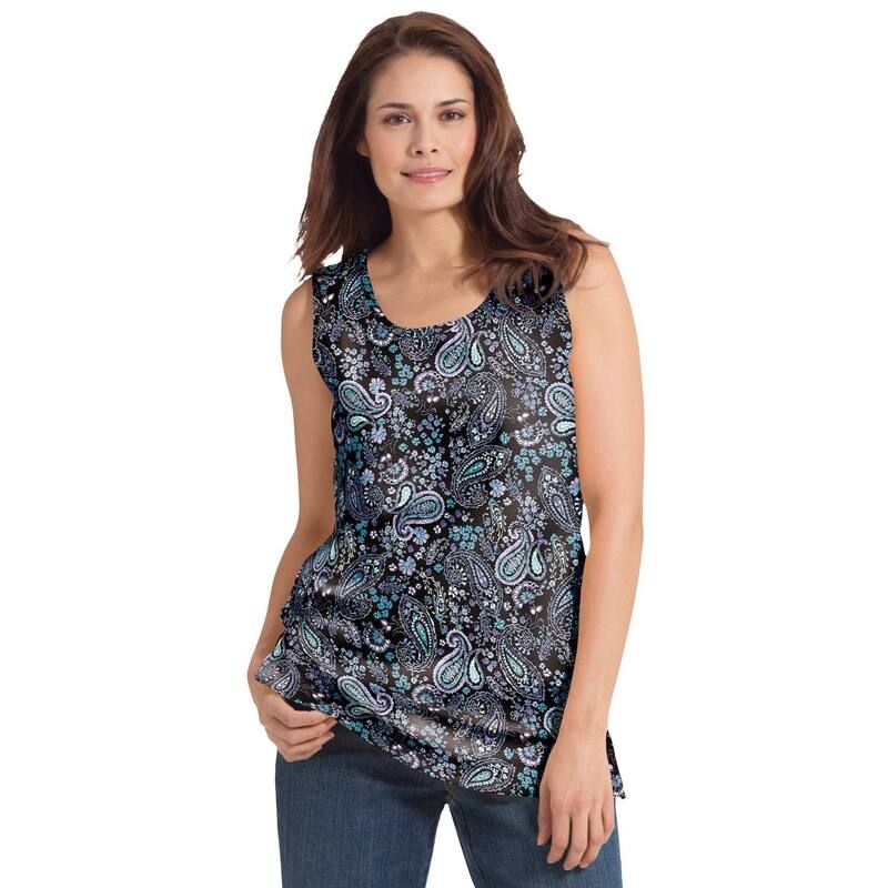 ウーマン ウィズイン レディース トップス Tシャツ プラスサイズ プリント Woman Within Plusize Perfect Printed Scoopneck Tank Black Paisley ブラック 7,884円