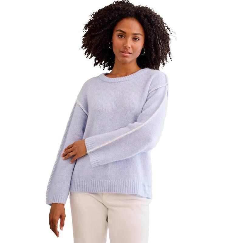 Ellos レディース アウター ニット・セーター プラスサイズ ellos Plusize Whipstitch Pullover Sweater Periwinkle Mist Marled