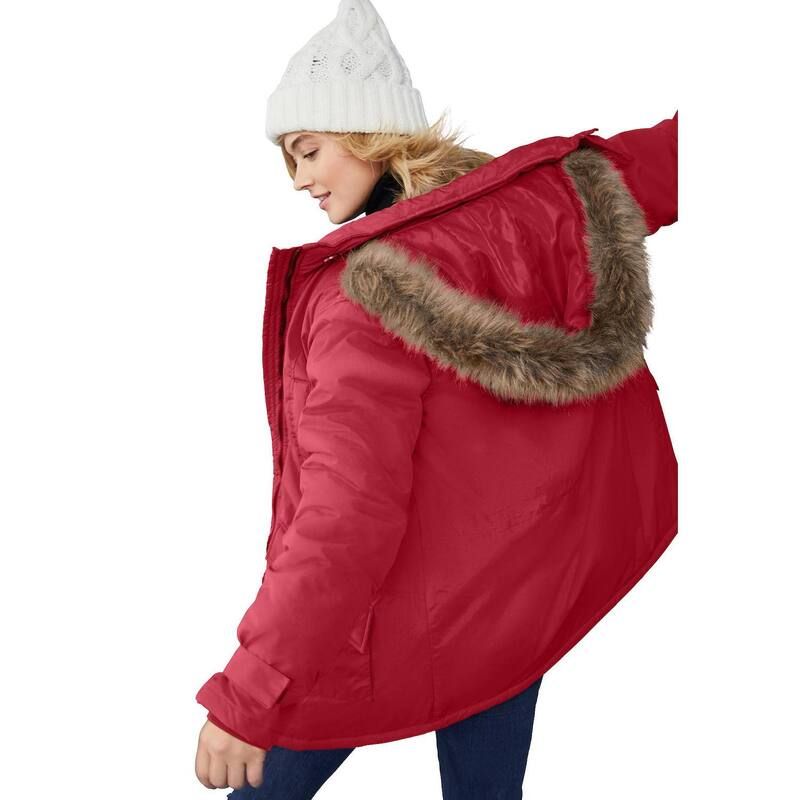 Ellos レディース アウター ジャケット・ブルゾン プラスサイズ パーカー ellos Plusize Faux Fur Trim Parka Rich Red レッド 23,998円