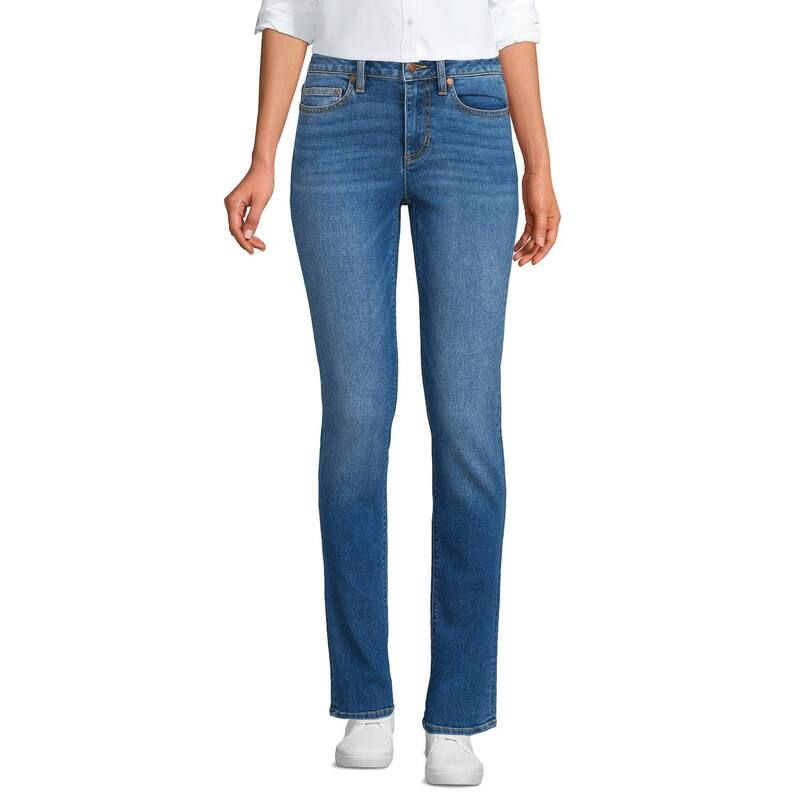ランズエンド レディース ボトムス デニムパンツ ストレート ジーンズ Womens Lands End MidRise Straight Leg Jeans Indigo Tide Blue インディゴ