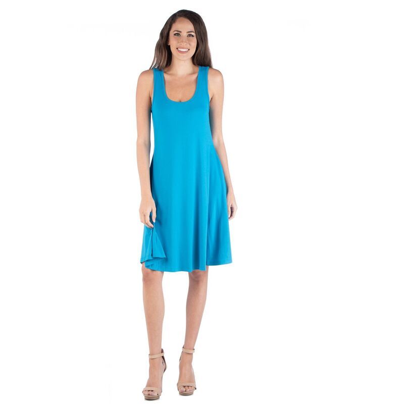 24 セブンコンフォート レディース トップス ワンピース A ライン ノースリーブ Womens 24seven Comfort Apparel Sleeveless ALine Fit and Flare Dress Turquoise ターコイズ