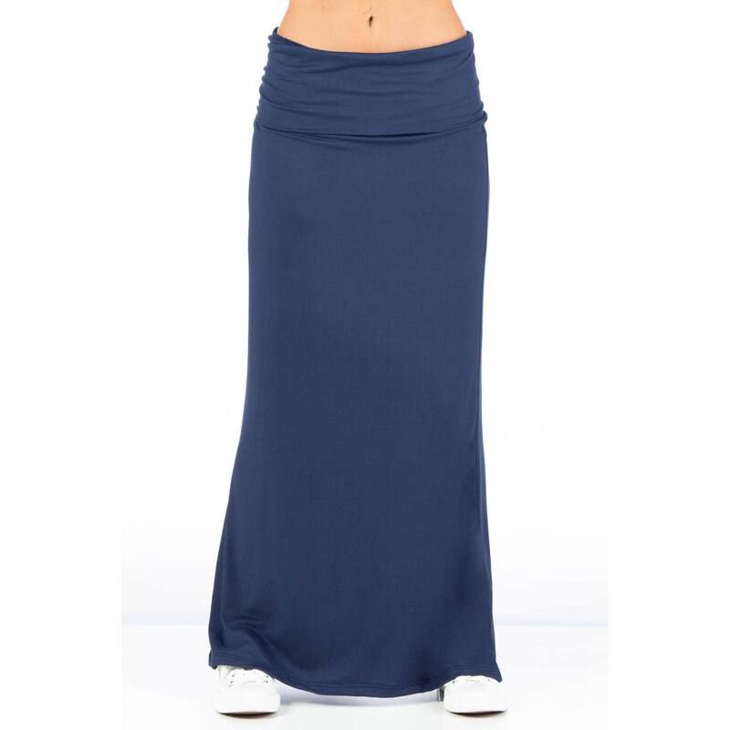 24 セブンコンフォート レディース ボトムスカート マキシ Womens 24Seven Comfort Apparel Foldover Maxi Skirt Navy ネイビー
