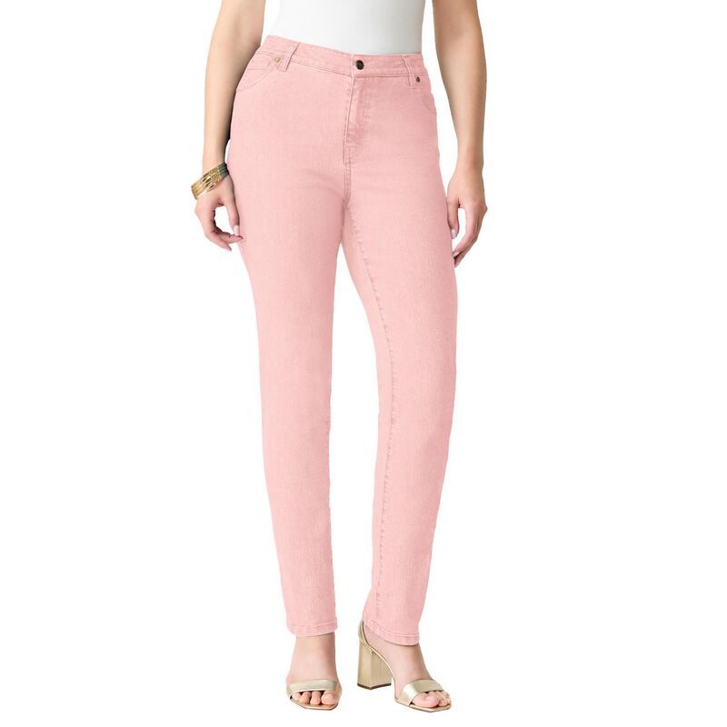 ロアマンズ レディース ボトムス デニムパンツ ストレート プラスサイズ Roamans Womens Plusize Classic Stretch Straight Leg Jean Soft Blush ブラッシュ