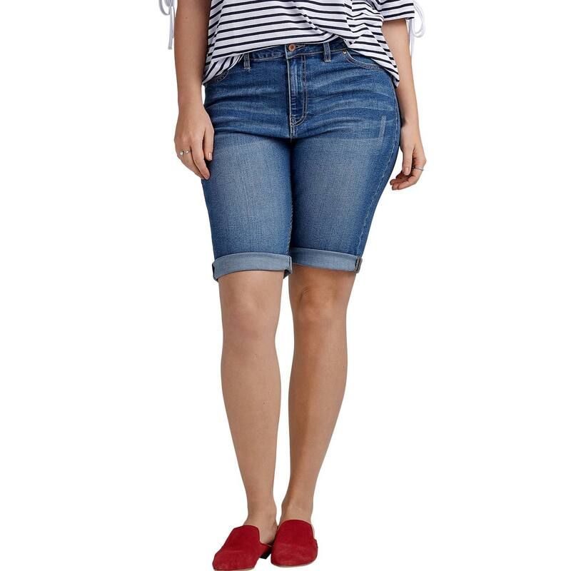 Ellos レディース ボトムス ハーフパンツ・ショーツ プラスサイズ ショートパンツ デニム ellos Plusize MidRise Stretch Denim Bermuda Shorts Medium Sanded デニム 14,186円