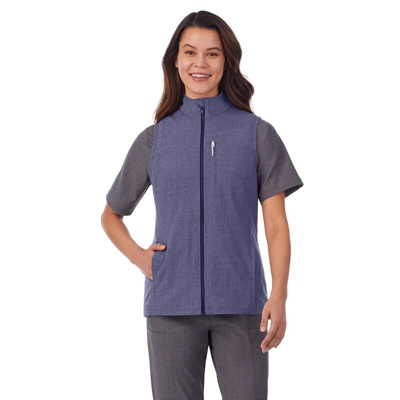 クドルドッズ レディース トップス Tシャツ ベスト Womens Cuddl Dudscrubs 5Pocket Lined Vest Navy Heather ヘザー