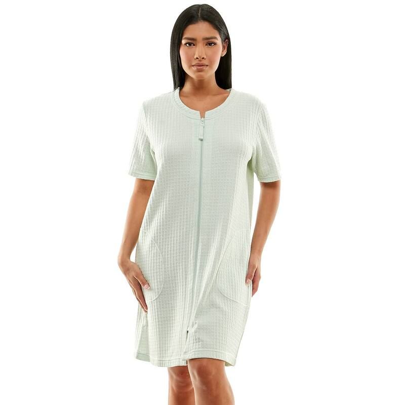 クロフト&バロー レディース アンダーウェア ナイトウェア Womens Croft Barrow Zip Front Robe Green Frost グリーン