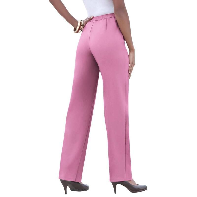 ロアマンズ レディース ボトムス カジュアルパンツ ストレート プラスサイズ プチ Roamans Womens Plusize Petite Classic Bend Over Pant Woven PullOn Straight Leg Pant Mauv